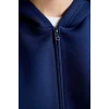 Defacto H5571AXNV241 Lacivert Relaxed Fit Kapüşonlu Fermuarlı Cepli Skuba Kumaş Basic Sweatshirt Hırka