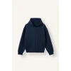 Defacto H5571AXNV241 Lacivert Relaxed Fit Kapüşonlu Fermuarlı Cepli Skuba Kumaş Basic Sweatshirt Hırka