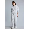 Defacto I3344AXGR93 Gri Straıght Fıt İşlemeli Beli Lastikli Geniş Paça Eşofman Altı
