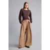 Defacto I8183AXBN267 Kahve %100 Pamuk Dikiş Detaylı Slim Fit Bisiklet Yaka Uzun Kollu Basic Tişört