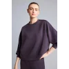 Defacto H4536AXPR467 Mor Ultra Yumuşak Oversize Bisiklet Yaka Dikiş Detaylı Modal Sporcu Basic Sweatshirt
