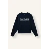 Defacto H4698AXIN187 İndigo Oversize Bisiklet Yaka New York Baskılı Modal Sweatshirt