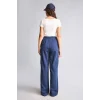 Defacto H4222AXNV241 Lacivert Wide Leg Yıldız Baskılı Kalın Kumaş Eşofman Altı