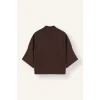 Defacto I8515AXBN130 Kahve Oversize Hakim Yaka Brit Düğmeli Uzun Kollu Basic Bluz