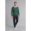 Defacto I3625AXGN149 Yeşil %100 Pamuk Relaxed Fit Kontrast Polo Yaka Cepli İnce Sweatshirt