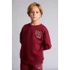 Defacto I6070A8BR248 Bordo Bisiklet Yaka Numara Baskılı İçi Yumuşak Tüylü Kalın Sweatshirt Erkek Çocuk