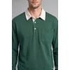 Defacto I3625AXGN149 Yeşil %100 Pamuk Relaxed Fit Kontrast Polo Yaka Cepli İnce Sweatshirt