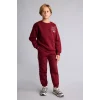 Defacto I6070A8BR248 Bordo Bisiklet Yaka Numara Baskılı İçi Yumuşak Tüylü Kalın Sweatshirt Erkek Çocuk