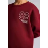 Defacto I6070A8BR248 Bordo Bisiklet Yaka Numara Baskılı İçi Yumuşak Tüylü Kalın Sweatshirt Erkek Çocuk