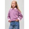 Defacto I6192A8PR237 Mor Relax Fit Bisiklet Yaka Kalp Pencereli Sweatshirt Kız Çocuk