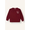 Defacto I6070A8BR248 Bordo Bisiklet Yaka Numara Baskılı İçi Yumuşak Tüylü Kalın Sweatshirt Erkek Çocuk
