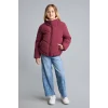 Defacto H8014A8BR170 Bordo Oversize Peluş Yaka İçi Detaylı Kapitone Fermuarlı Şişme Mont Kız Çocuk