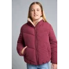Defacto H8014A8BR170 Bordo Oversize Peluş Yaka İçi Detaylı Kapitone Fermuarlı Şişme Mont Kız Çocuk
