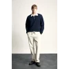 Defacto I3625AXNV64 Lacivert %100 Pamuk Relaxed Fit Kontrast Polo Yaka Cepli İnce Basic Sweatshirt