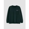 LCW Kids Yeşil Bisiklet Yaka Erkek Çocuk Kalın Sweatshirt