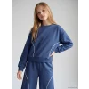 LCW Kids İndigo Bisiklet Yaka Kız Çocuk Soft Touch Eşofman Takım