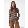 LCW Modest Ekru Dik Yaka Çizgili Kadın Body