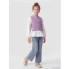 LCW Kids İndigo Taşlı Wideleg Kız Çocuk Jean Pantolon