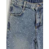 LCW Kids İndigo Taşlı Wideleg Kız Çocuk Jean Pantolon