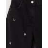 LCW Kids Siyah Balloon Fit Nakışlı Kız Çocuk Jean Pantolon