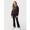 LCW Kids Kahverengi Baskılı ve Şeritli Kız Çocuk Soft Touch Eşofman Takım