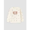 LCW Kids Ekru Baskılı Kız Çocuk Kalın Sweatshirt