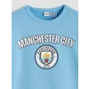LCW Kids Mavi Bisiklet Yaka Manchester City Baskılı Erkek Çocuk Sweatshirt