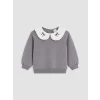 LCW baby Gri Fiyonk Nakışlı Kız Bebek Takım