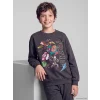 LCW Kids Antrasit Fortnite Baskılı Erkek Çocuk Sweatshirt