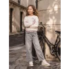 LCW Kids Gri Taşlı Wideleg Kız Çocuk Jean Pantolon