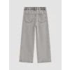 LCW Kids Gri Taşlı Wideleg Kız Çocuk Jean Pantolon