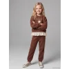LCW Kids Kahverengi Ayı Teddy Baskılı Kız Çocuk Eşofman Takım
