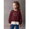 LCW Kids Bordo Taşlı Kız Çocuk Kalın Sweatshirt