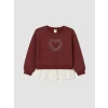 LCW Kids Bordo Taşlı Kız Çocuk Kalın Sweatshirt