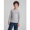 LCW Kids Gri Nakışlı Bisiklet Yaka Erkek Çocuk Pijama Takım