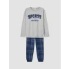 LCW Kids Gri Bisiklet Yaka Erkek Çocuk Pijama Takım