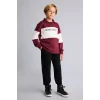 Defacto H8484A8BR115 Bordo Polo Yaka Baskılı Renk Bloklu 2li Takım Erkek Çocuk
