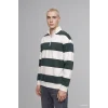 Defacto C7045AXGN498 Yeşil Boxy Fit Dik Yaka Yarım Fermuarlı Çizgili Sweatshirt