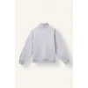 Defacto I8344A8GR421 Gri Oversize Yarım Fermuarlı Baskılı Kalın Sweatshirt Kız Çocuk