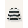 Defacto C7045AXGN498 Yeşil Boxy Fit Dik Yaka Yarım Fermuarlı Çizgili Sweatshirt
