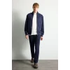 Defacto D1524AXNV253 Lacivert Ultra Yumuşak Slim Fit Dik Yaka Astarlı Fermuarlı Cepli Süet Mevsimlik Mont