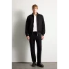 Defacto D1524AXBK27 Siyah Ultra Yumuşak Slim Fit Dik Yaka Astarlı Fermuarlı Cepli Süet Mevsimlik Mont