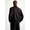 Defacto D1524AXBK27 Siyah Ultra Yumuşak Slim Fit Dik Yaka Astarlı Fermuarlı Cepli Süet Mevsimlik Mont