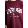 Defacto I3322AXBR232 Bordo Oversize Bisiklet Yaka Baskılı Kalın Sweatshirt