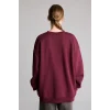 Defacto I3322AXBR232 Bordo Oversize Bisiklet Yaka Baskılı Kalın Sweatshirt
