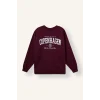 Defacto I3322AXBR232 Bordo Oversize Bisiklet Yaka Baskılı Kalın Sweatshirt