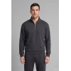 Defacto X7405AZAR9 Antrasit Regular Fit Dik Yaka Yarım Fermuarlı Basic Sweatshirt