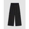 LCW Kids Siyah Kız Çocuk Gabardin Kargo Pantolon