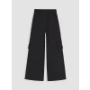 LCW Kids Siyah Kız Çocuk Gabardin Kargo Pantolon