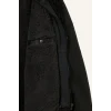 Defacto N9693AZBK27 Siyah Su İtici Slim Fit Çıkarılabilir Kapüşonlu Pelüş Astarlı Fermuarlı Suni Deri Ceket Mont